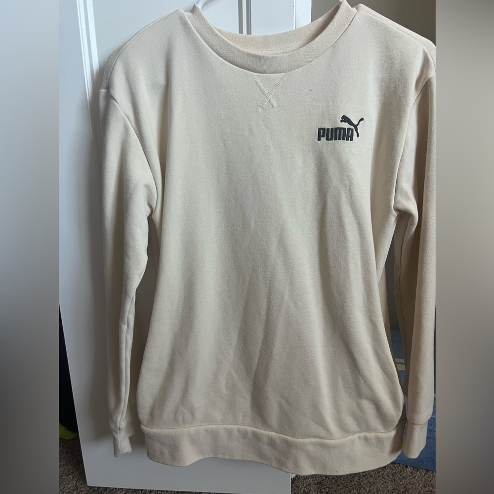 Kids cream puma crew sweatshirt